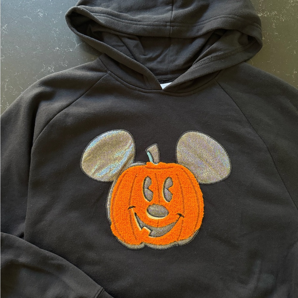 Disney Black Hoodie Mickey Mouse Jack-O-Lantern Pumpkin L